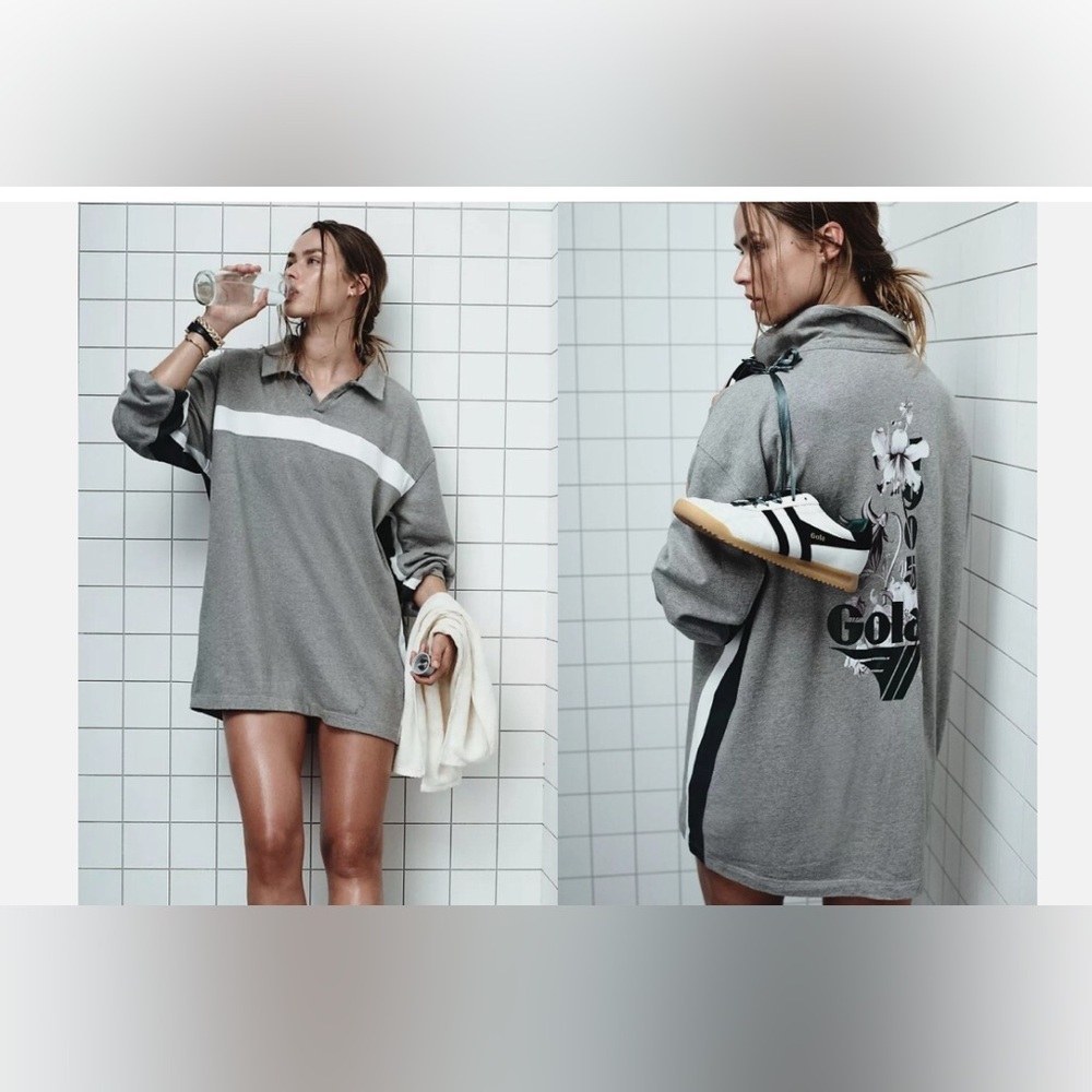 Gola for Anthropologie Gray Women's Sweatshirt with White Stripe